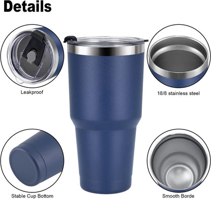 Livole 30oz Thermobecher Edelstahl Trinkbecher Isoliert Strohhalm Blau