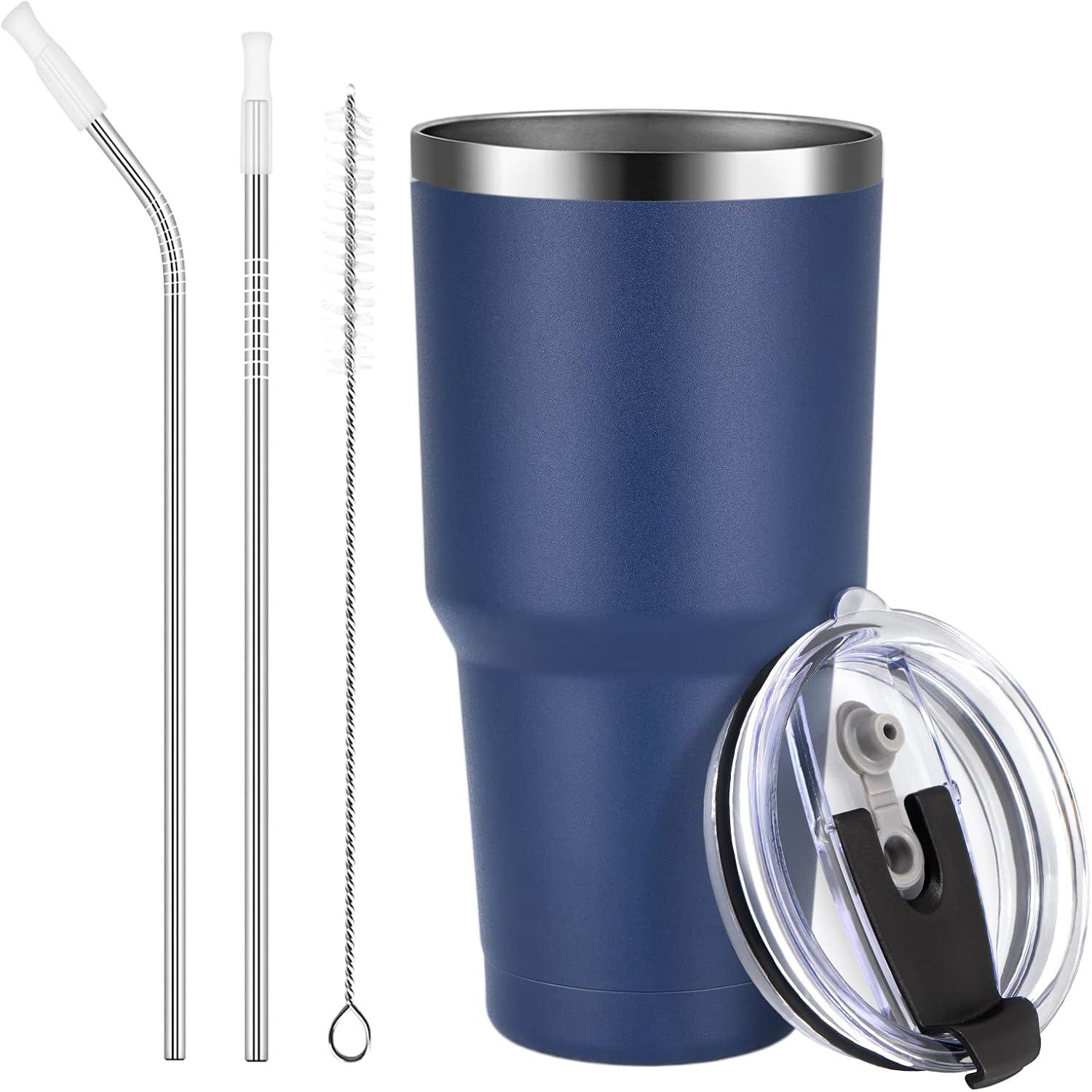 Livole 30oz Thermobecher Navy Blau mit Strohhalm und Deckel