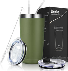 Thermobecher Edelstahl Becher 20oz mit Strohhalm und Deckel