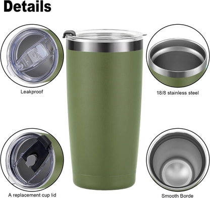 Thermobecher 20oz 600ml Stahl mit Strohhalm Deckel Campingbecher grün