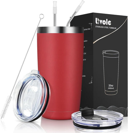 Thermobecher 600ml Edelstahl Trinkbecher mit Strohhalm und Deckel