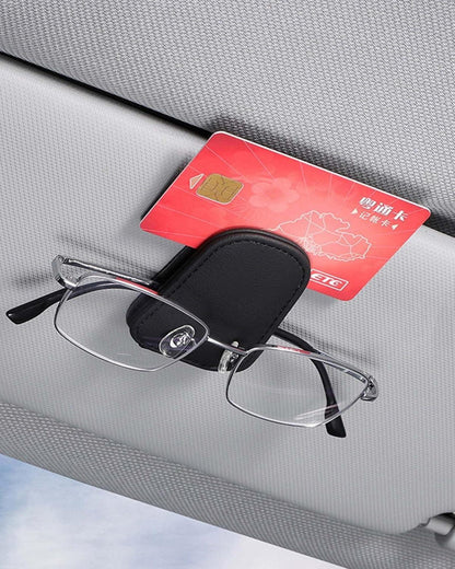 Auto Brillenhalter Sonnenblende Leder Schwarz Zubehör Ticket-Kartenclip