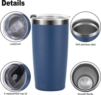 Thermobecher 20oz 600ml Navy Blau Strohhalm Deckel Edelstahl