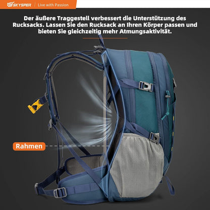 Wanderrucksack 30L Trekkingrucksack Wasserfest Rückenbelüftung