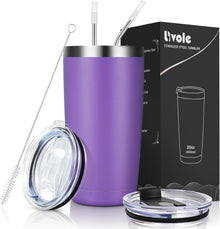 Livole Thermobecher 20oz 600ml mit Strohhalm und Deckel