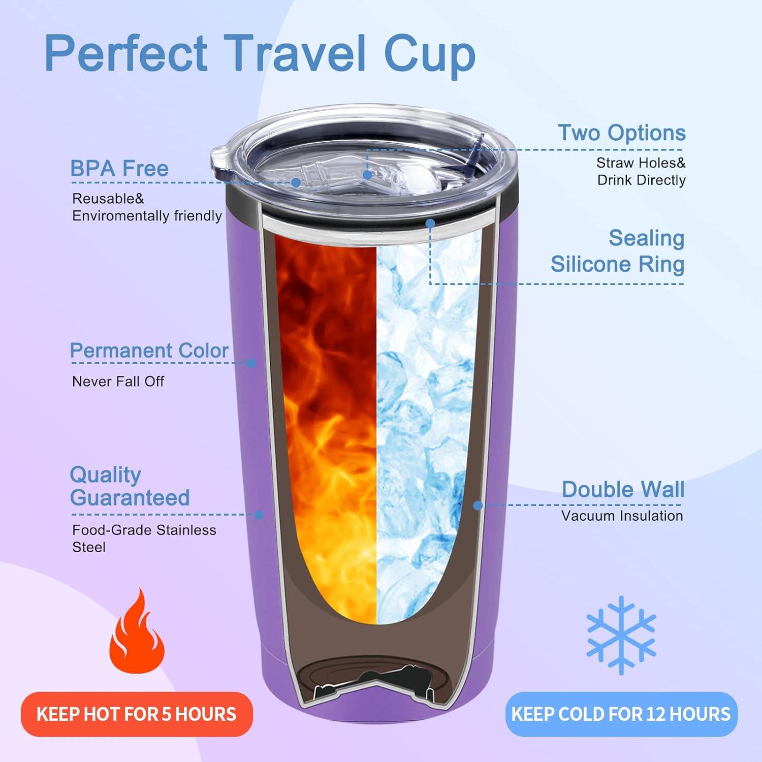 Thermobecher 20oz 600ml Edelstahl Becher Camping Kaffee Lila