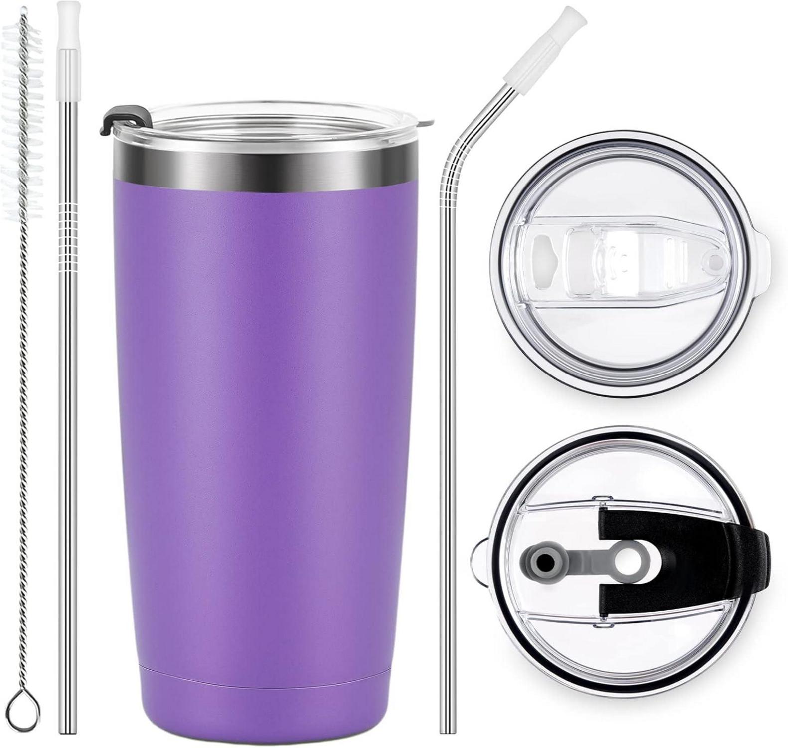 Livole Thermobecher 20oz 600ml Edelstahl Becher mit Strohhalm und Deckel