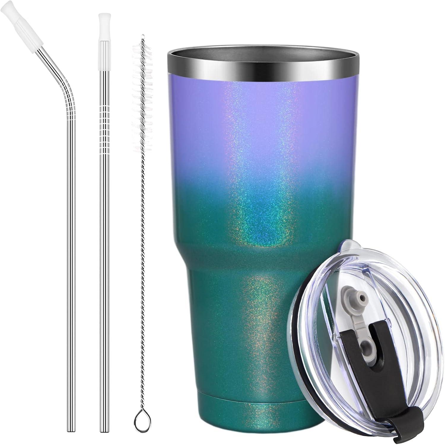 Livole 30oz Thermobecher mit Strohhalm, Edelstahl, Isoliert, Reisebecher 900ml