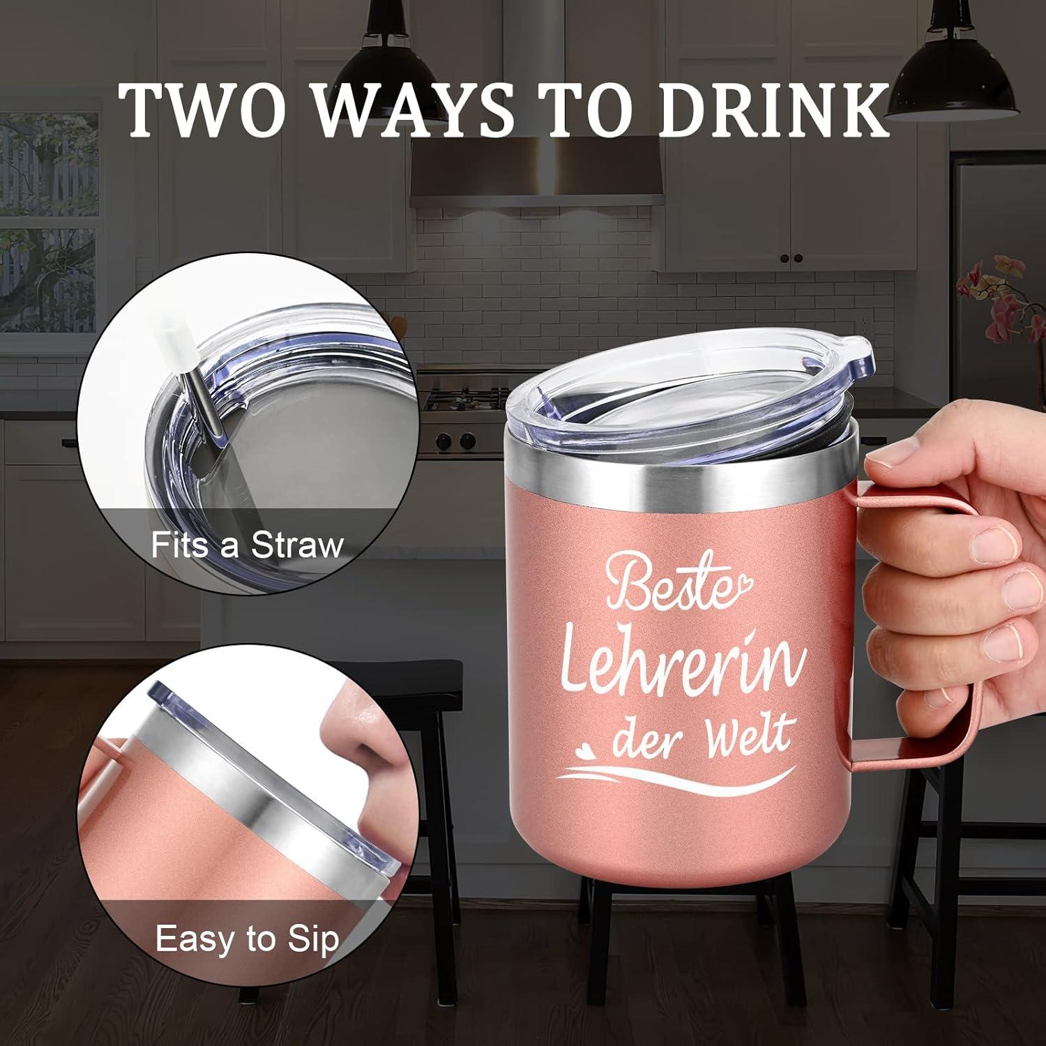 Livole Abschiedsgeschenk Lehrerin Tasse - Beste Lehrerin der Welt 12oz Edelstahl Thermobecher