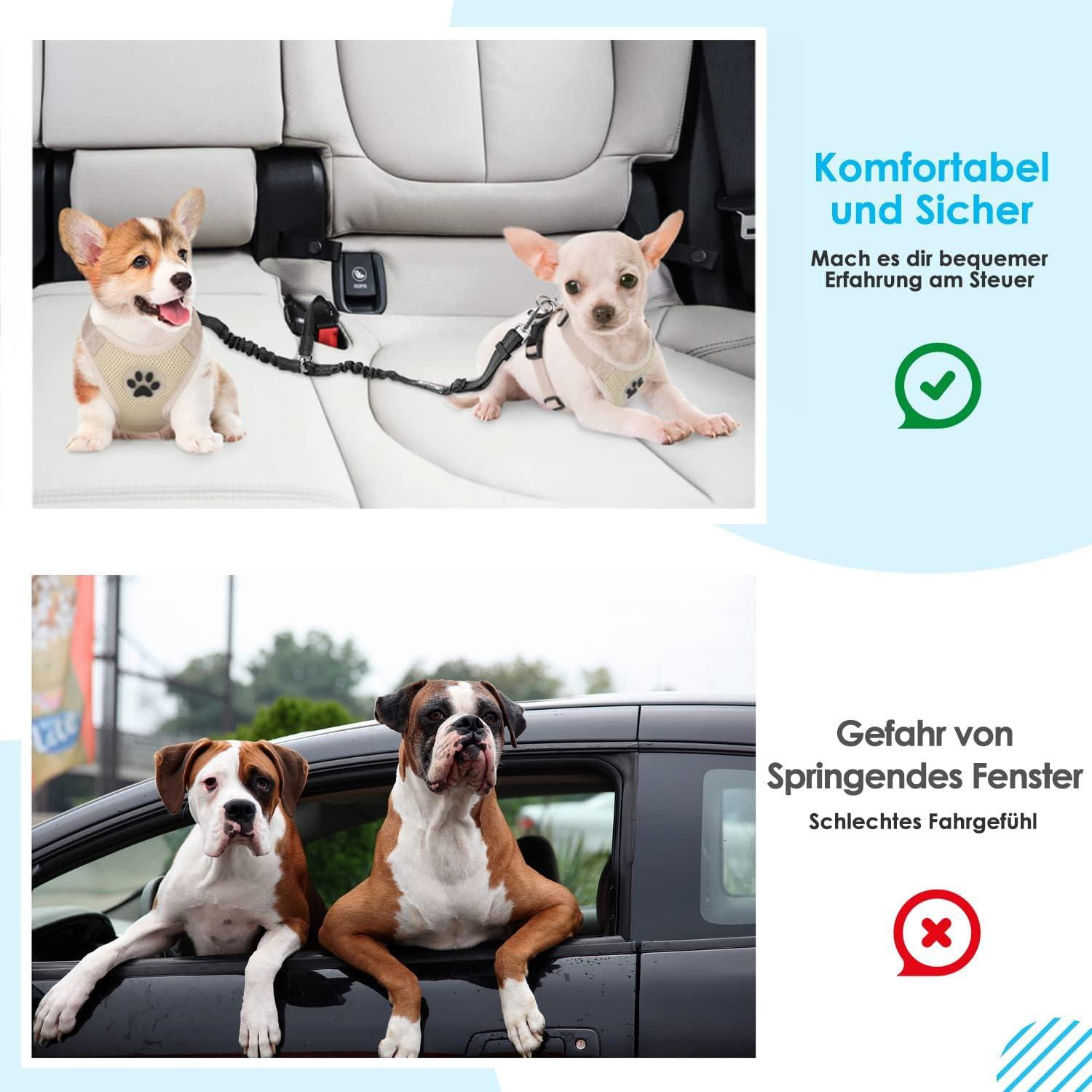 SlowTon Anschnallgurt Hund Auto 2 in 1 Sicherheitsgurt Verstellbarer