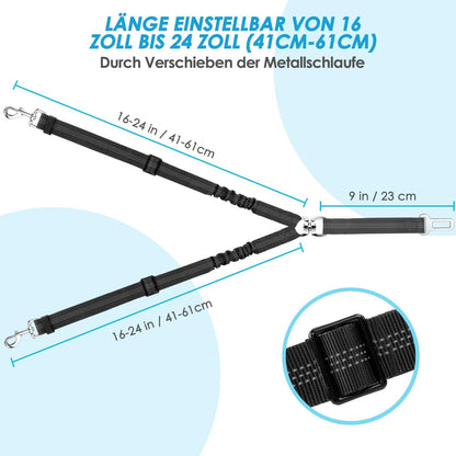 SlowTon Hundegurt Auto 2 in 1 elastisch verstellbar reflektierend Black