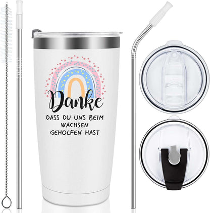 Livole Geschenk für Lehrerin - Tasse mit Deckel und Strohhalm
