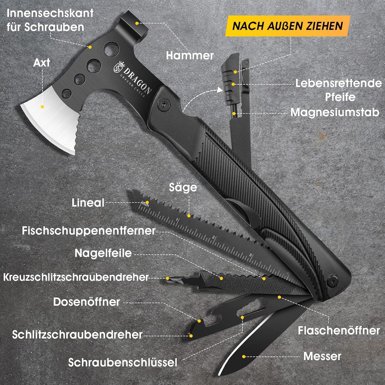 Multitool Axt Beil Outdoor Survival 15in1 Multifunktionswerkzeug