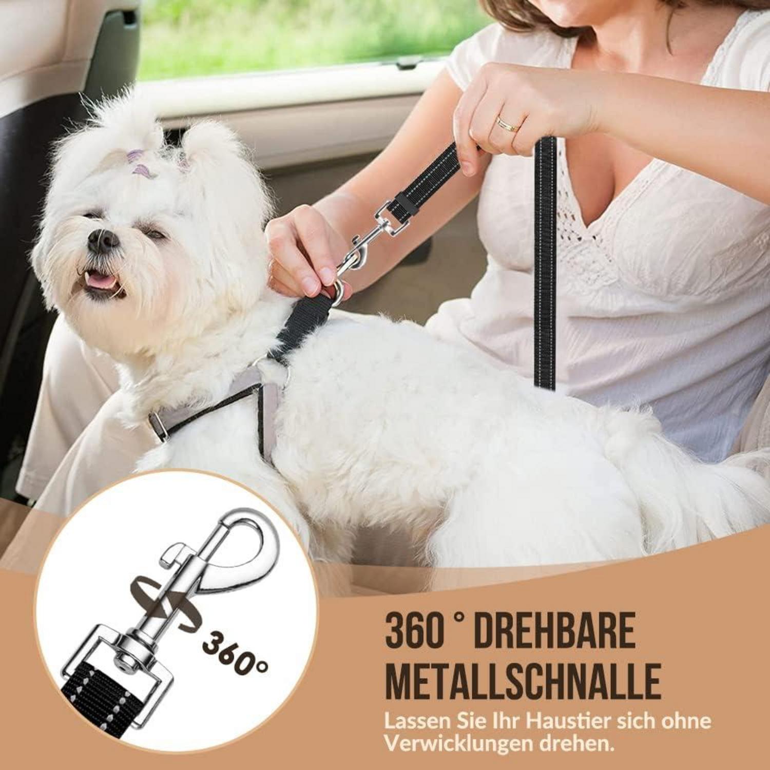 SlowTon Hundegurt Auto 2-in-1 Kopfstützen Anschnallgurt Schwarz S 2Pcs