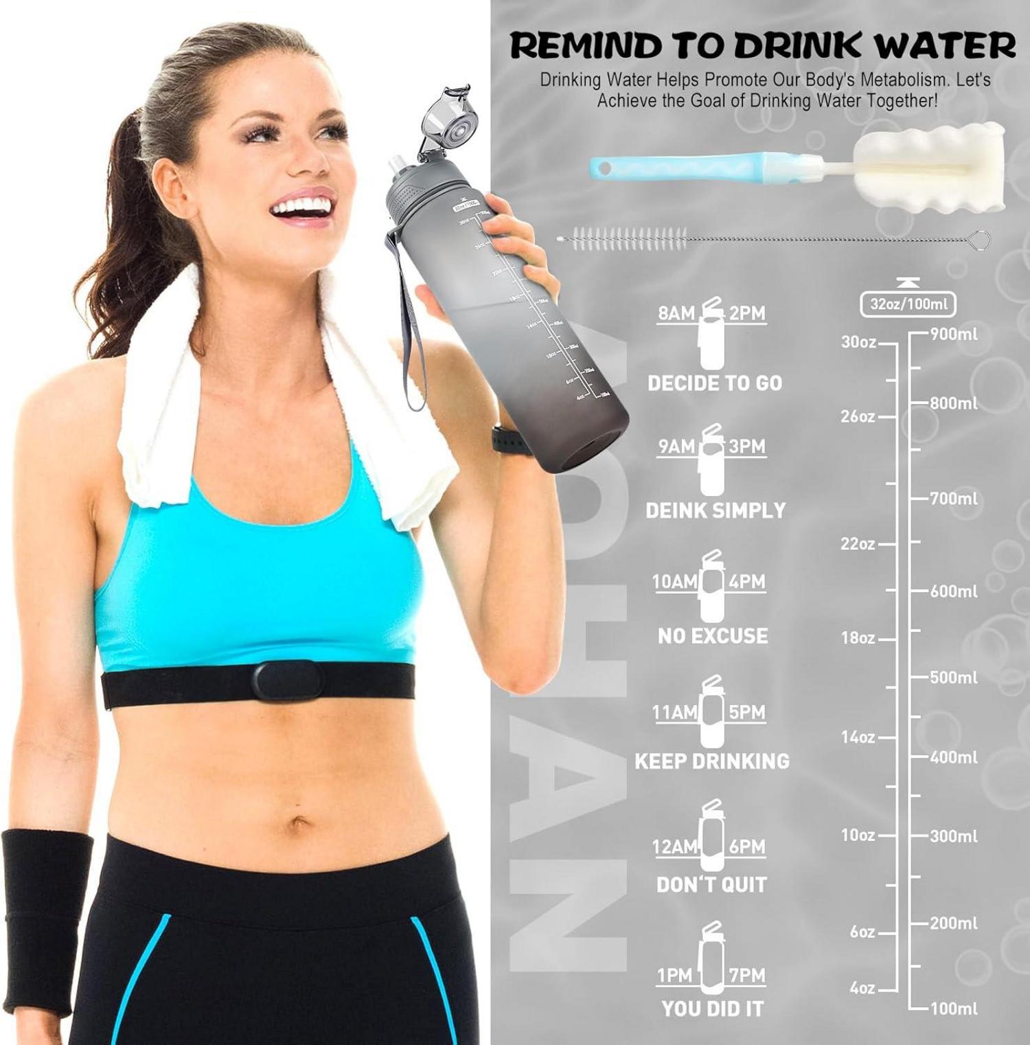 Trinkflasche Sport 1l BPA-frei Auslaufsicher mit Strohhalm