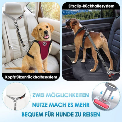 SlowTon Hundegurt Auto 2-in-1 Kopfstützen Anschnallgurt mit