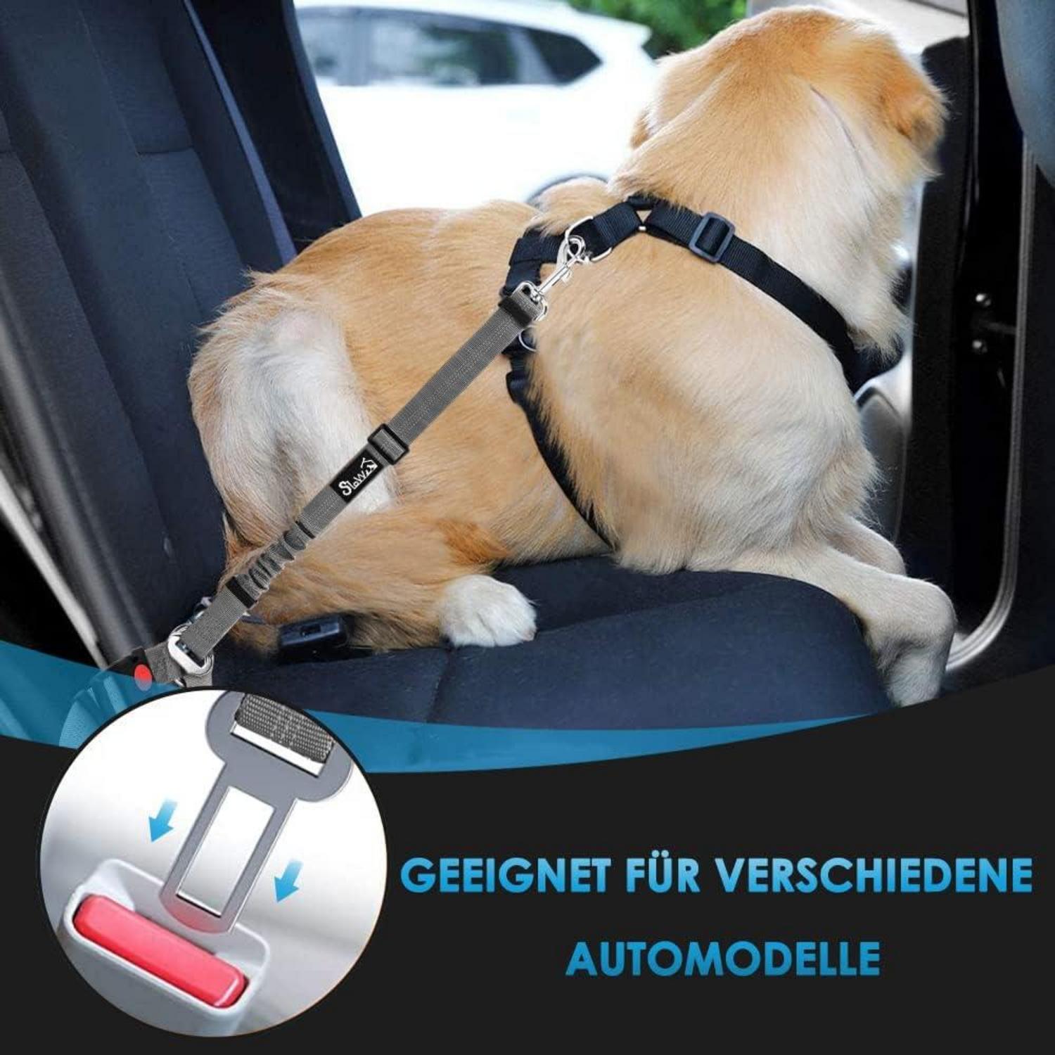 SlowTon Hundegurt Auto 2in1 Kopfstützen-Rückhalte Anschnallgurt