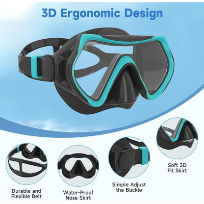 Findway Taucherbrille Erwachsene HD Gehärtetes Glas Schwarz