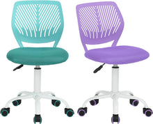 Ergonomischer Bürostuhl 2er Set Stoffsitz Verstellbar Türkis Lila