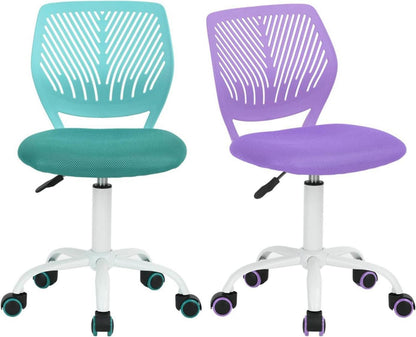 Ergonomischer Bürostuhl 2er Set Stoffsitz Verstellbar Türkis Lila
