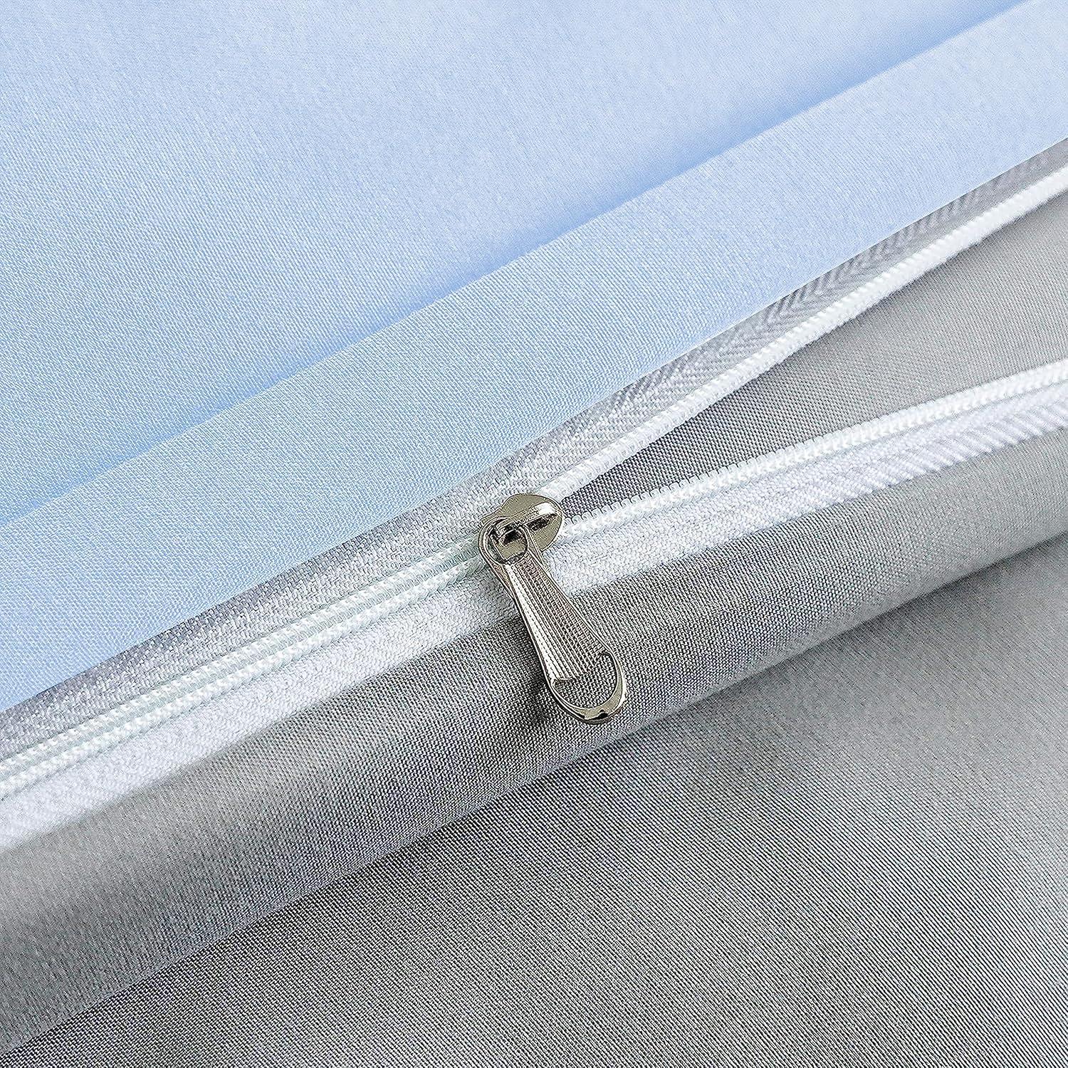 Bettwäsche Microfaser gebürstet Hellgrau/Spa Blau 200x200 2x80
