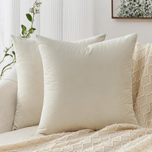 Samt Kissenbezug 40x40 cm 2er Set Weiß Creme Sofa Dekokissen