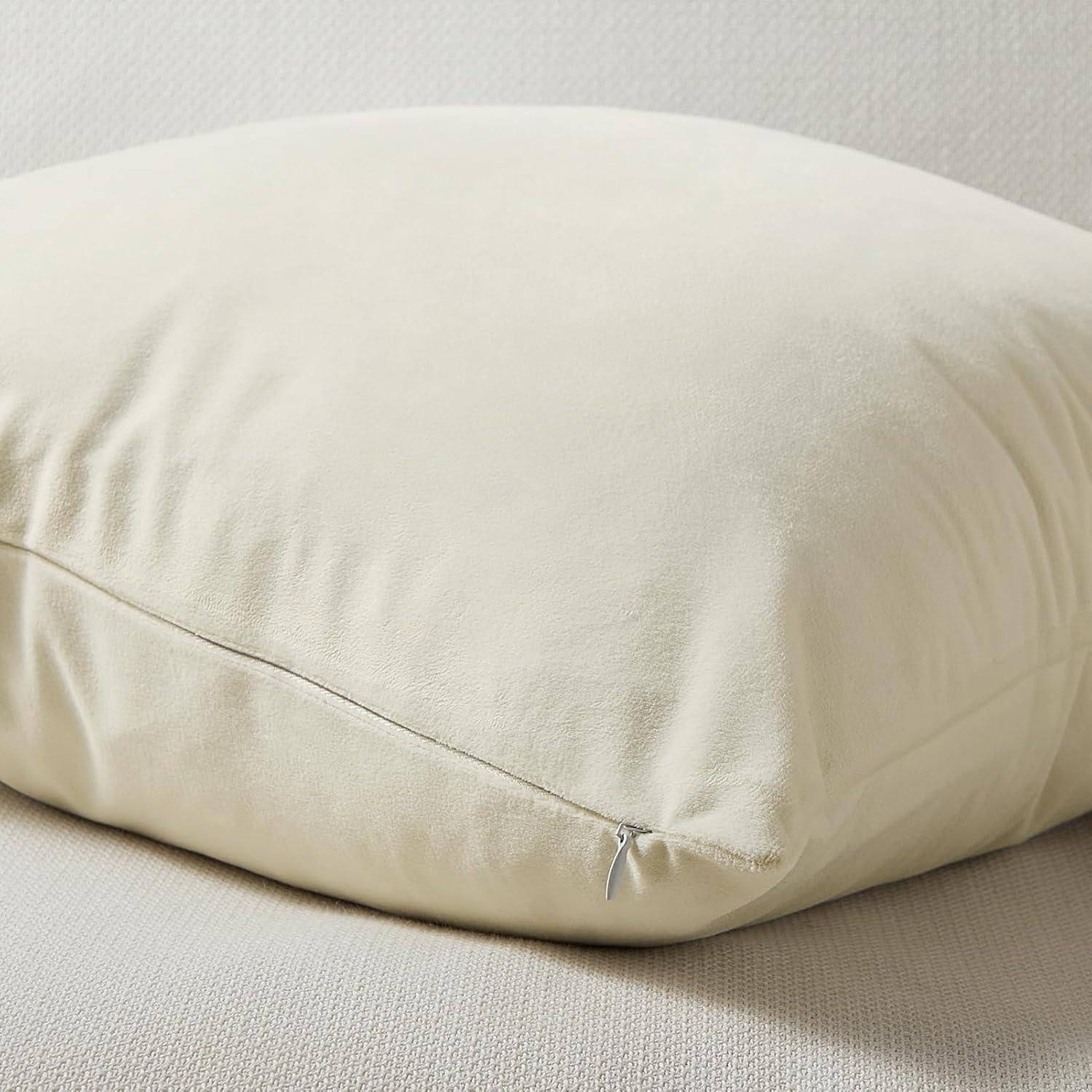 Samt Kissenbezug 40x40 cm 2er Set Weiß Creme Sofa Dekokissen