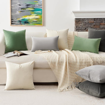 Samt Kissenbezug 40x40cm Creme Weiß 2er Set Deko Sofakissen