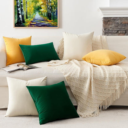 Kissenbezug 40x40 cm Creme Weiß 2er Set Samt Dekokissen Sofa Bett