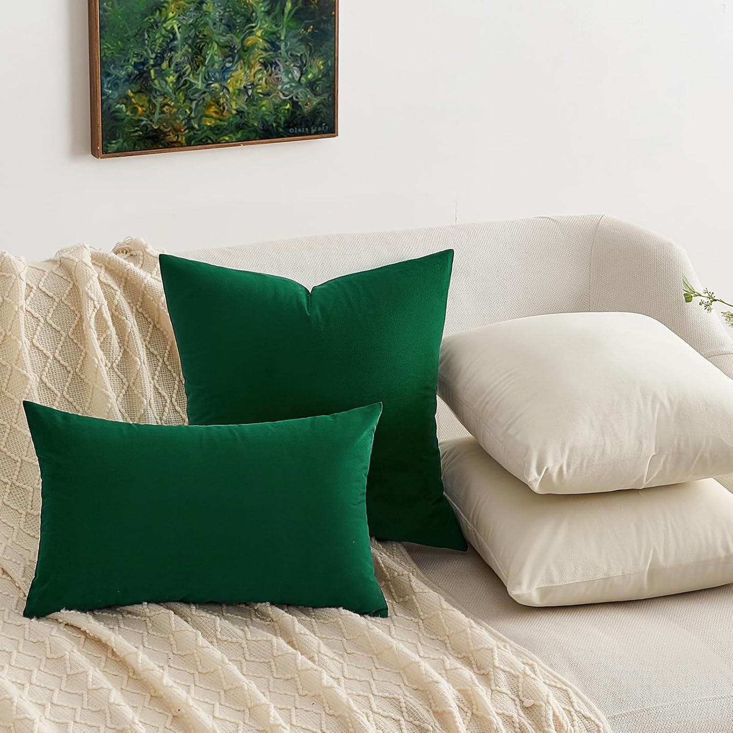 Samt Kissenbezug 40x40cm Creme Weiß 2er Set Deko Sofakissen