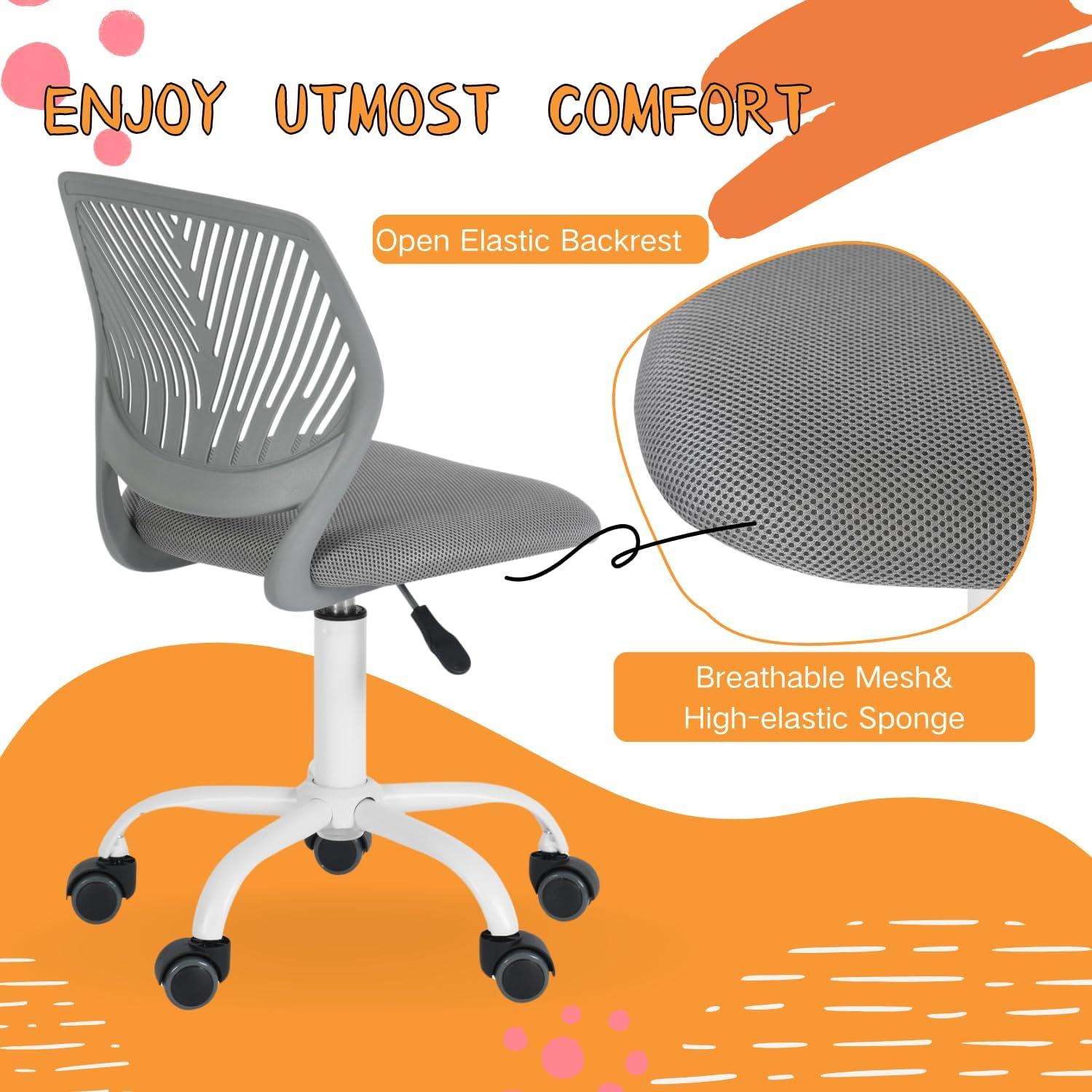 Homy Casa Ergonomischer Bürostuhl Stoff Grau verstellbar