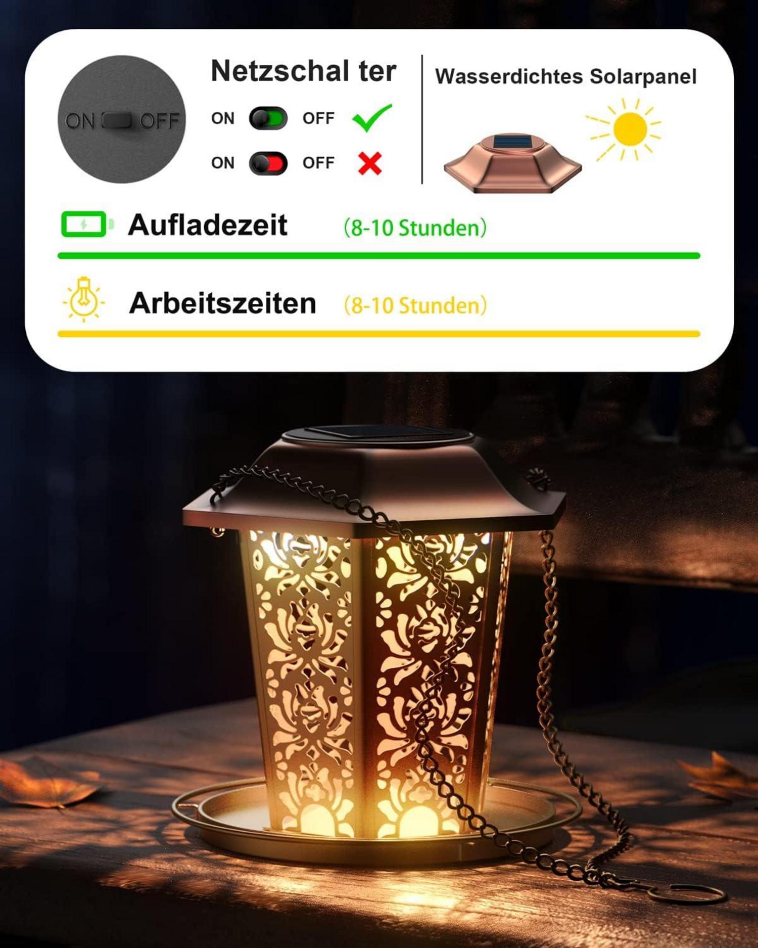 Solar Vogelfutterhaus Metall Vogelhaus für Vögel hängend Wetterfest