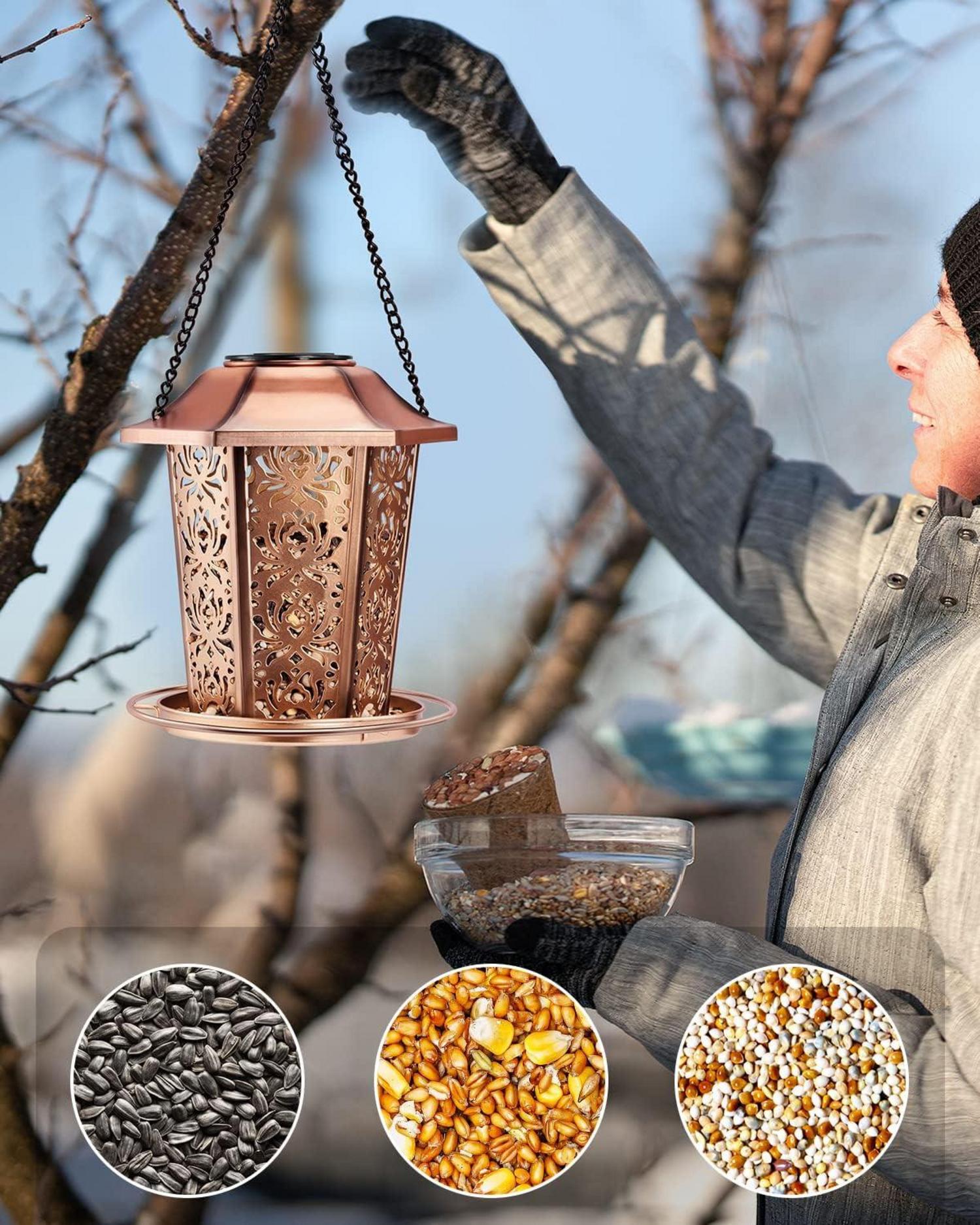 Solar Vogelfutterhaus Metall Vogelhaus Vögel Aufhängen Garten