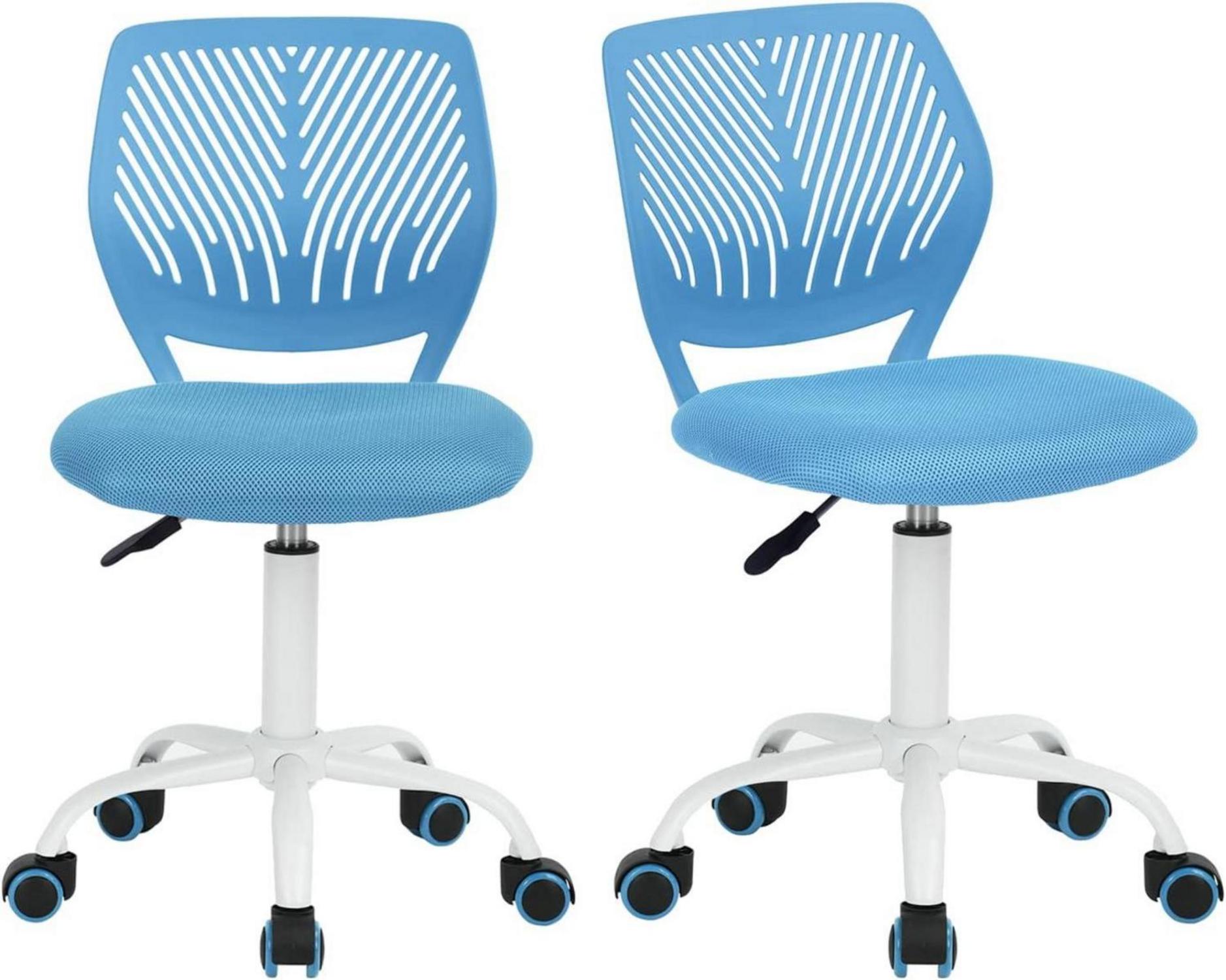 Ergonomischer Bürostuhl 2er Set Blaue Schreibtischstühle mit Stoffsitz