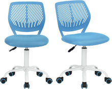 Ergonomischer Bürostuhl 2er Set Blaue Schreibtischstühle mit Stoffsitz