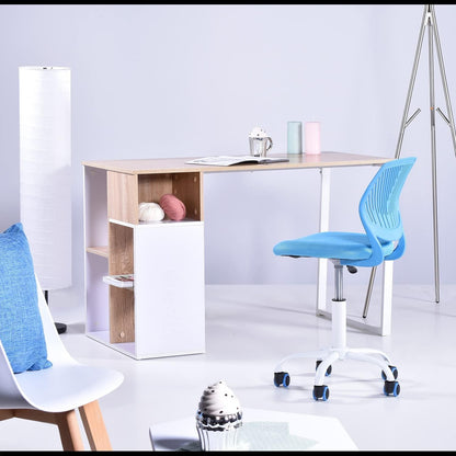 2er Set Blaue Bürostühle Ergonomischer Drehstuhl Verstellbar Stoffsitz