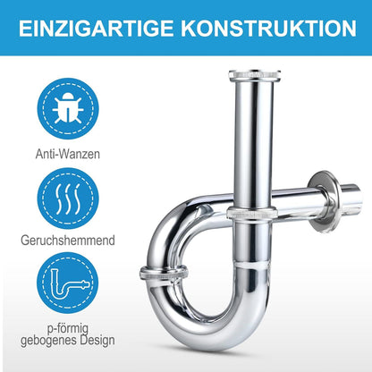 Universal Siphon Waschbecken Röhrensiphon Ablaufgarnitur Syphon 1 1/4 inkl. Gummimanschette