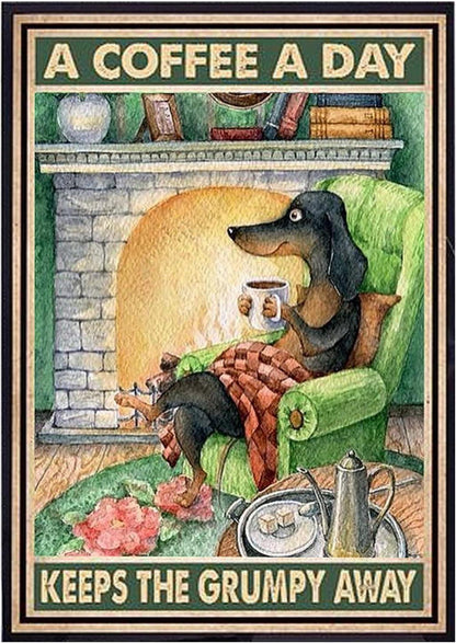 Deko Blechschild Vintage-Stil Kaffee Hund Motiv 20x30cm