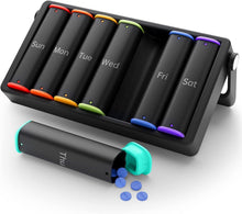 Tablettenbox 7 Tage Pillendose 2 Fächer Schwarz