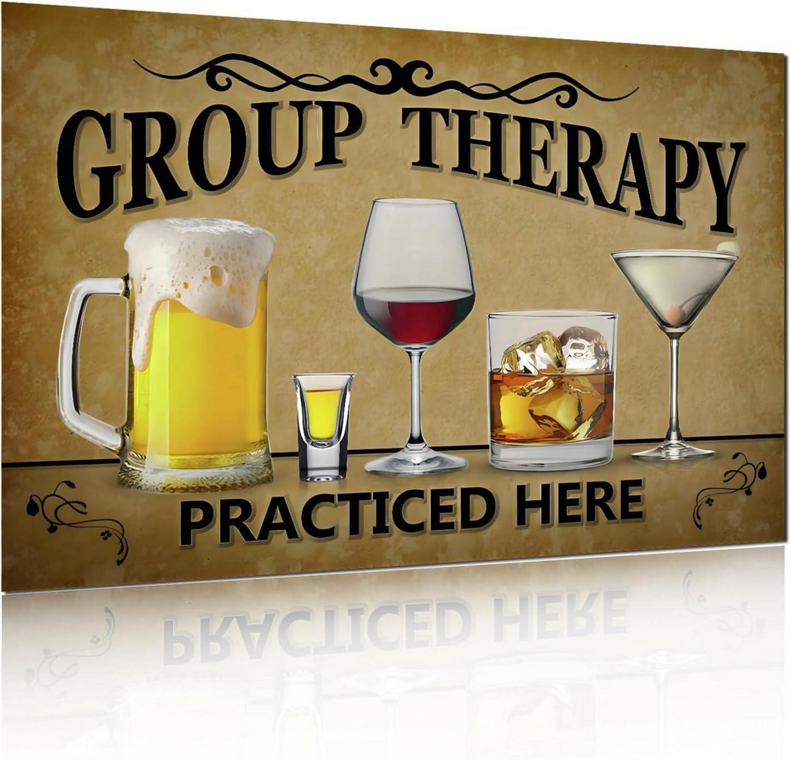 Retro Blechschild Gruppe Therapy Practiced Here 20x30cm Metall Wand
