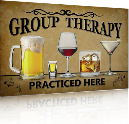 Retro Blechschild Gruppe Therapy Practiced Here 20x30cm Metall Wand