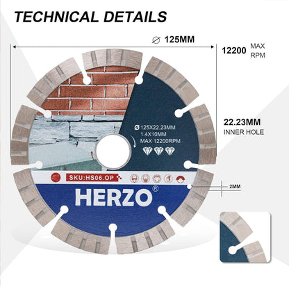 Diamant Trennscheiben 125mm 3er Set für Beton & Stein