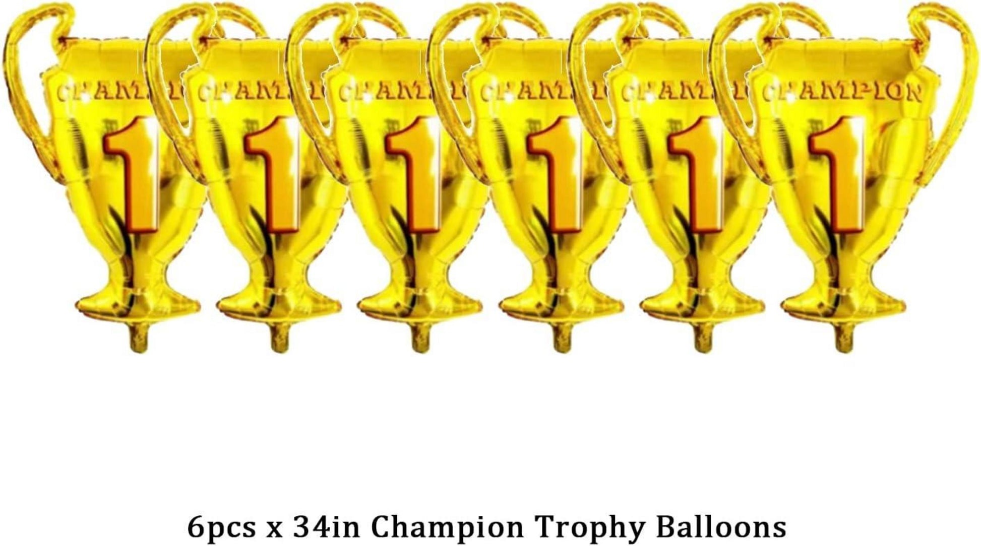 6er Set Gold Champion Folienballons Trophäe Dekorationen