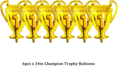 6er Set Gold Champion Folienballons Trophäe Dekorationen