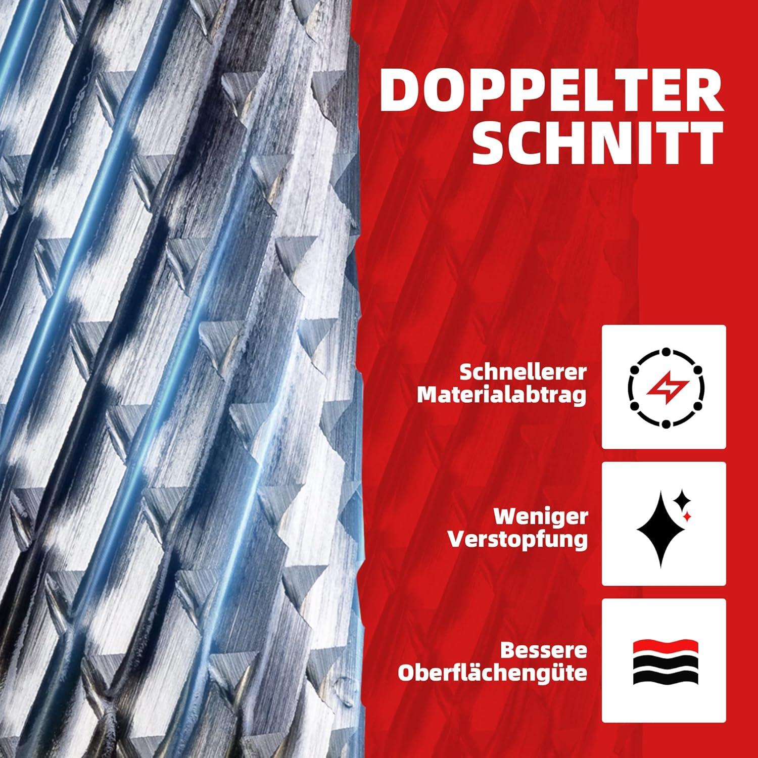 EZARC SB-5 Hartmetall Frässtifte Doppelschnitt Zylinderendschnitt