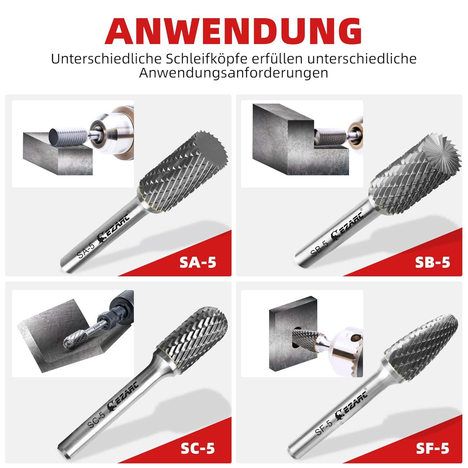 Hartmetall Frässtifte 1/4 Zoll Schaft Doppelschnitt Stahlbearbeitung