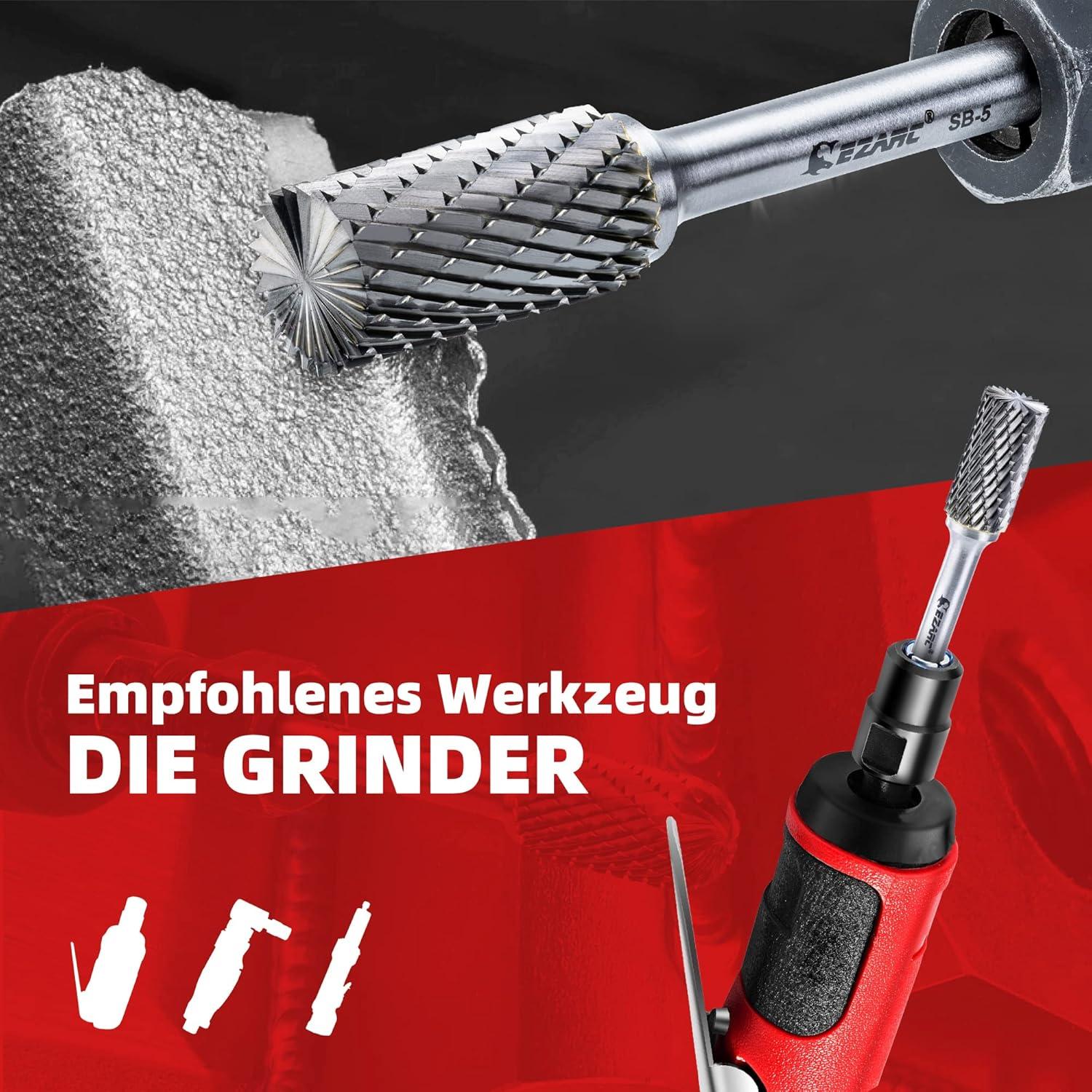 Hartmetall Frässtifte Doppelschnitt Zylinderendschnitt 1/4-Zoll Schaft