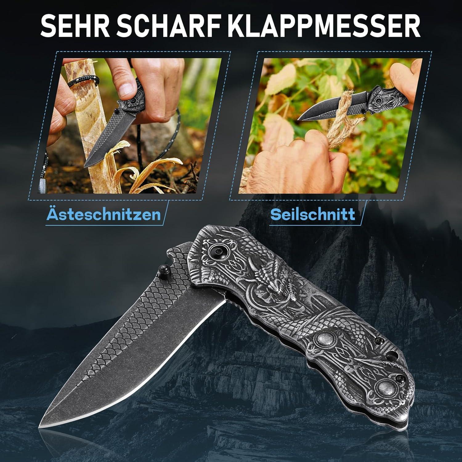 Dragon Creek Klappmesser Einhandmesser Edelstahl Taschenmesser Outdoor Camping