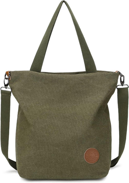 JANSBEN Damen Canvas Handtasche Schultertasche Multifunktionale