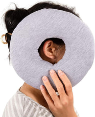 Piercing Kissen mit Loch für Ohrenschmerzen Donut Ohrkissen Grau
